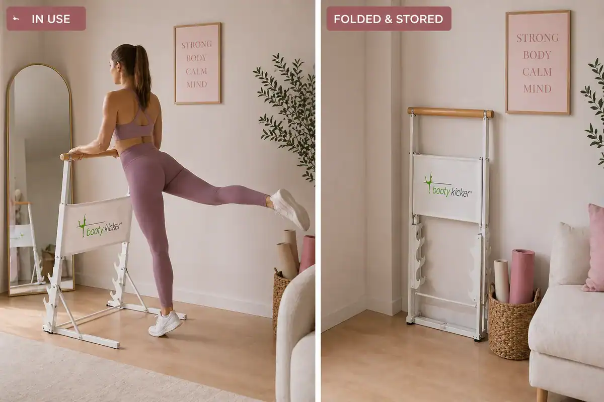 DIY pilates sliding discs and resistance bands in use during a low impact pilates routine on a mat