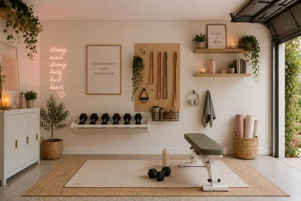Wall storage ideas for a garage gym to keep equipment off the floor